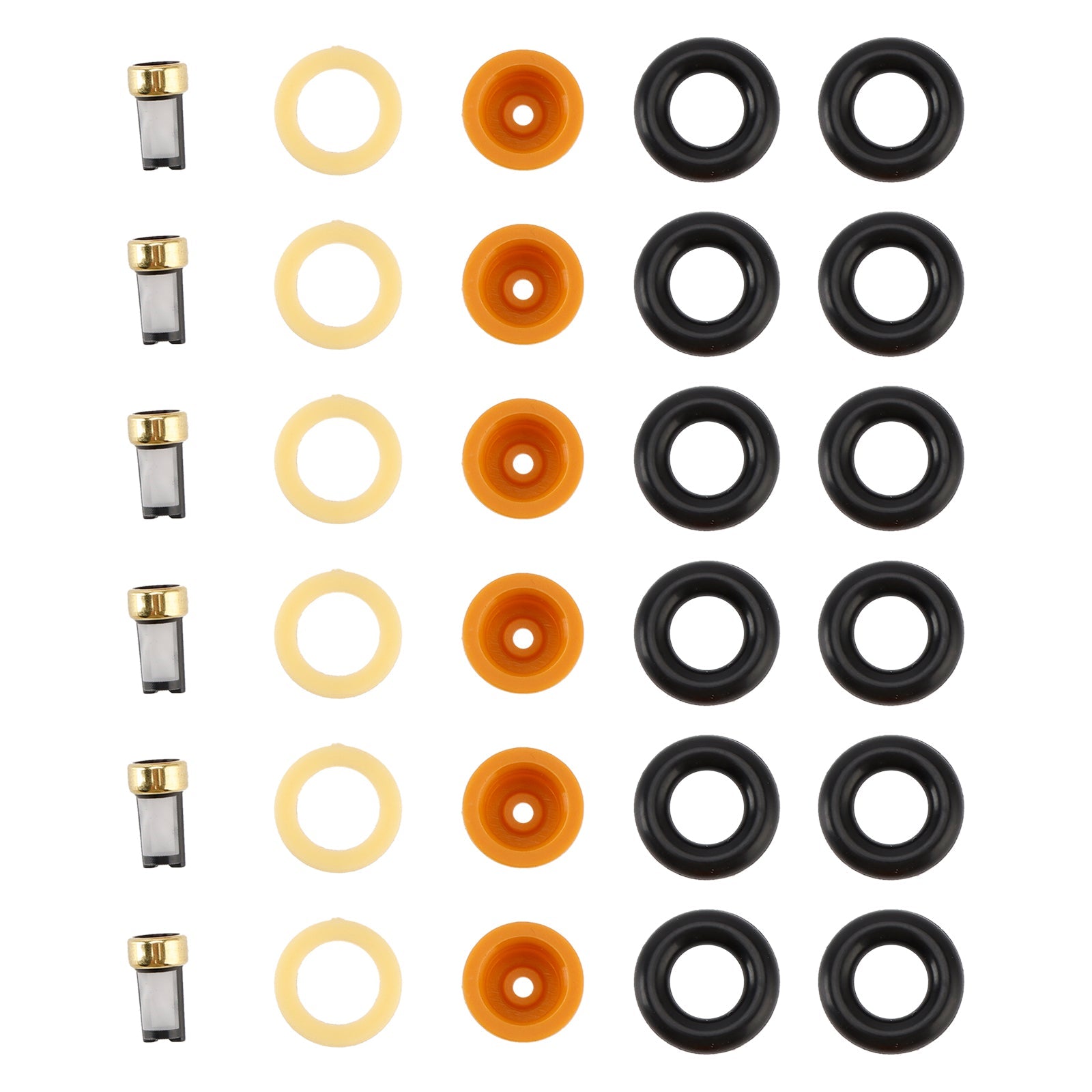 6PCS Fuel Injector O-Ring Filter Seal Fit Audi 80 90 100 A4 A6 A8 2.4 2.6 2.8
