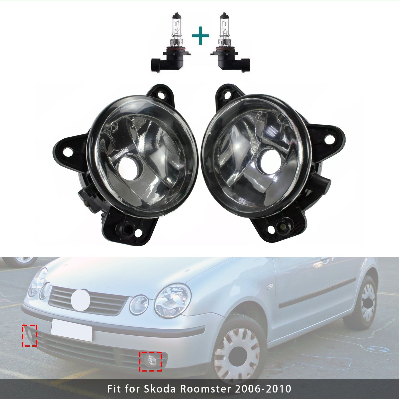 2003-2010 VW Transporter T5 & Caravelle Pair Front Fog Light With Bulbs