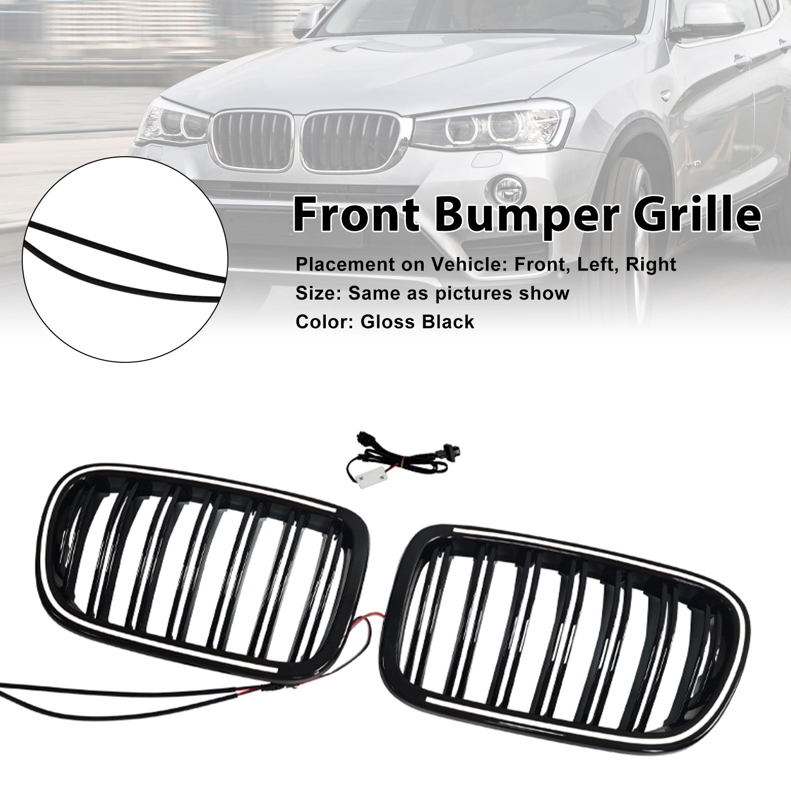 2011-2014 Fit BMW X3 F25 Dual Line Black Front Bumper Kidney Grill Grille