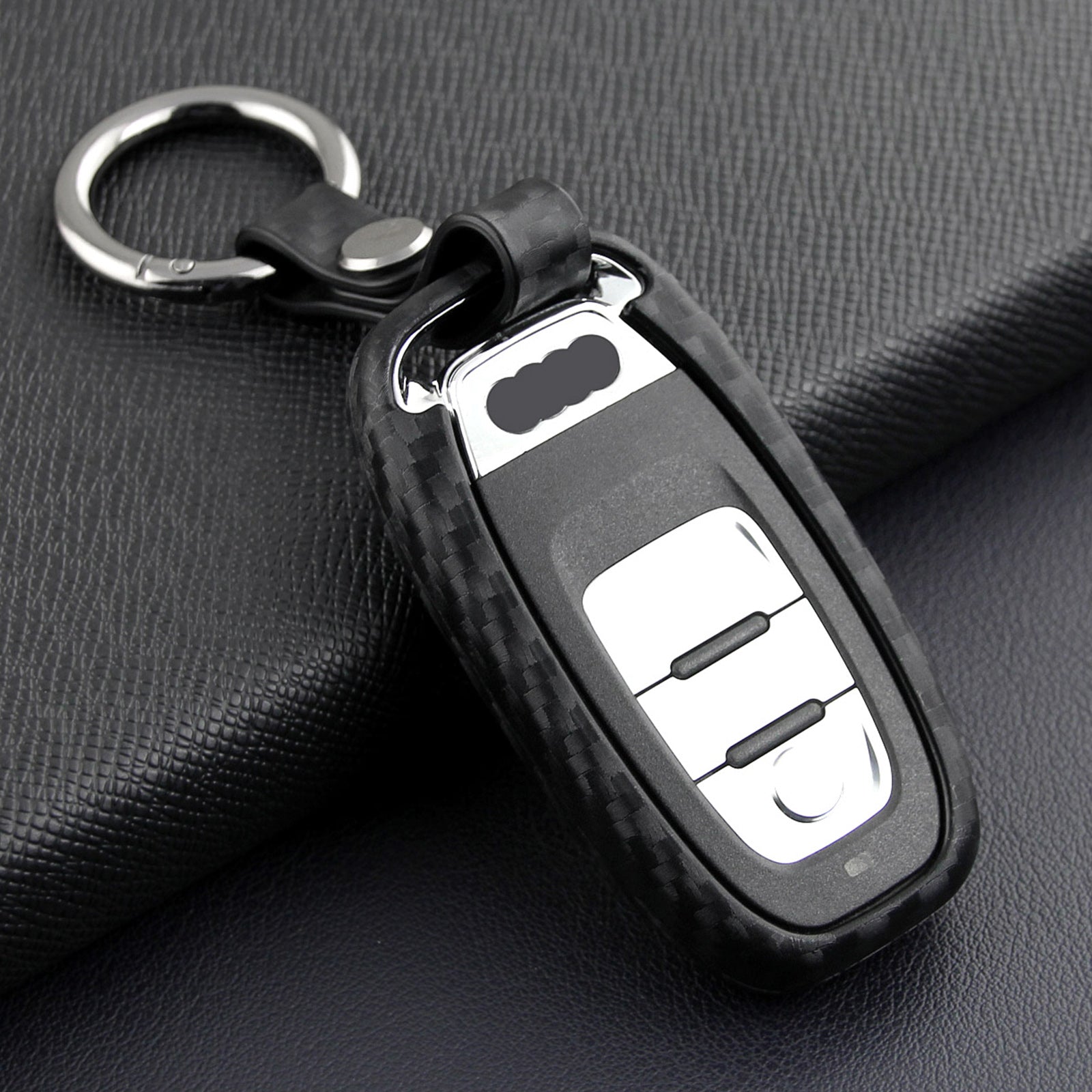 Leather Silicone Car Key Case Cover With Buckle For Audi