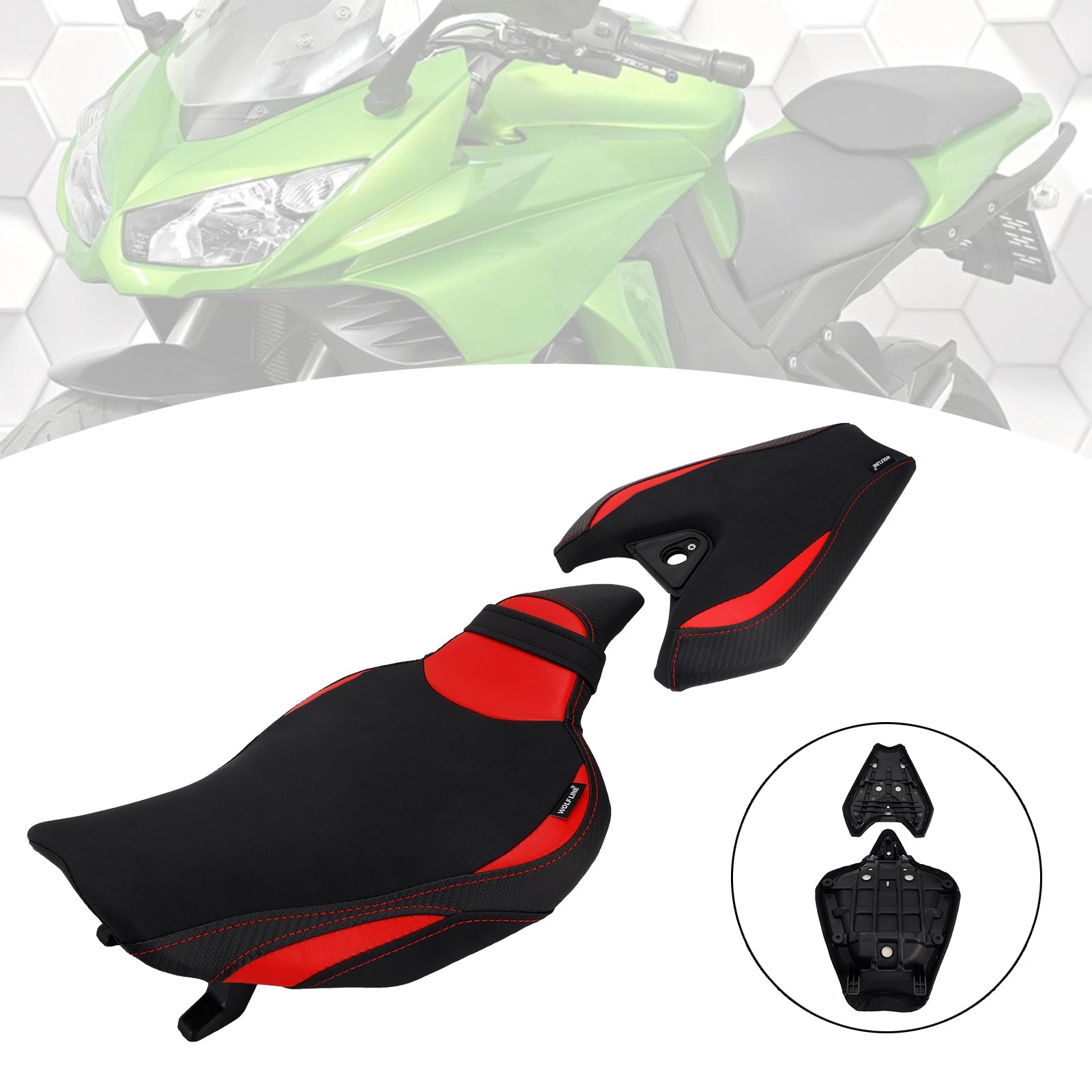 2014-2025 2024 For Kawasaki Z1000 Front&Rear Raider Passenger Cushion Kit Red