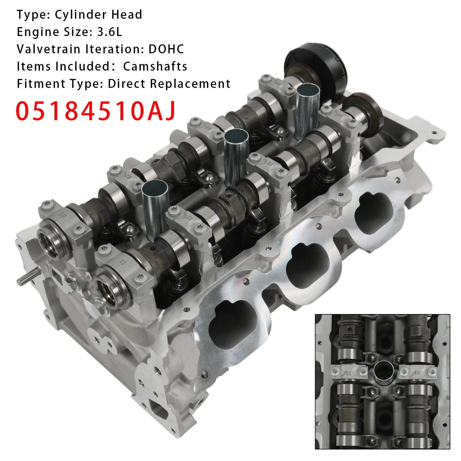 2011-2013 Chrysler 300 3.6L Brand New Right Side Cylinder Head 05184510AJ