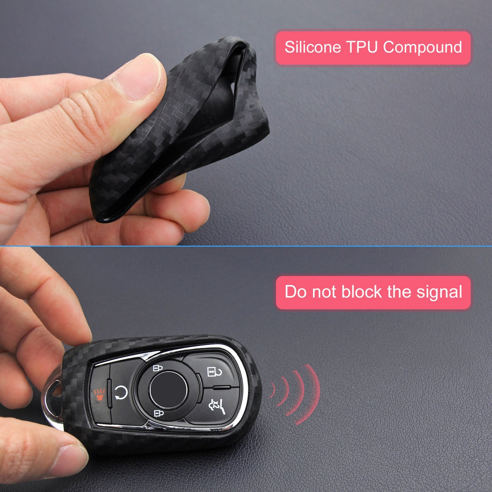 Leather Silicone Car Key Case Cover With Buckle For Buick