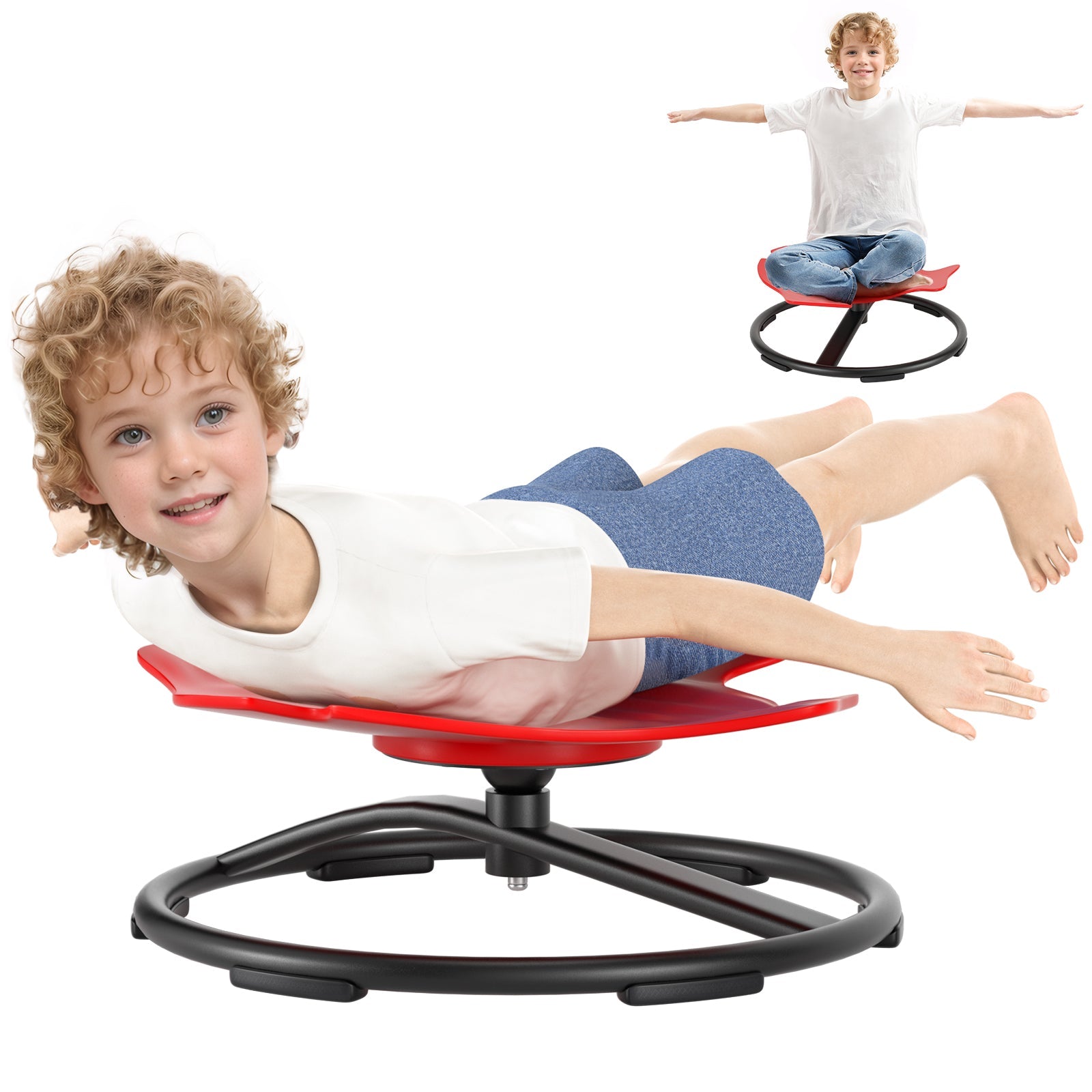Sit + Spin 360°Sensory Spinning Seat Swivel Toy Kids Fish Wobble Chair Stool