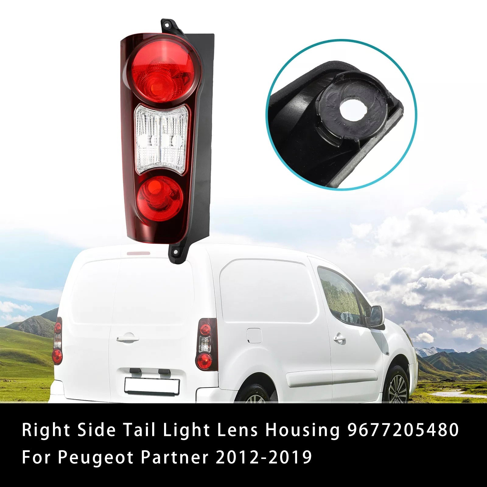 3/2012-2019 Citroen Berlingo Mk2 Van（Barn Doors Models) Right Side Tail Light Lens Housing 9677205480