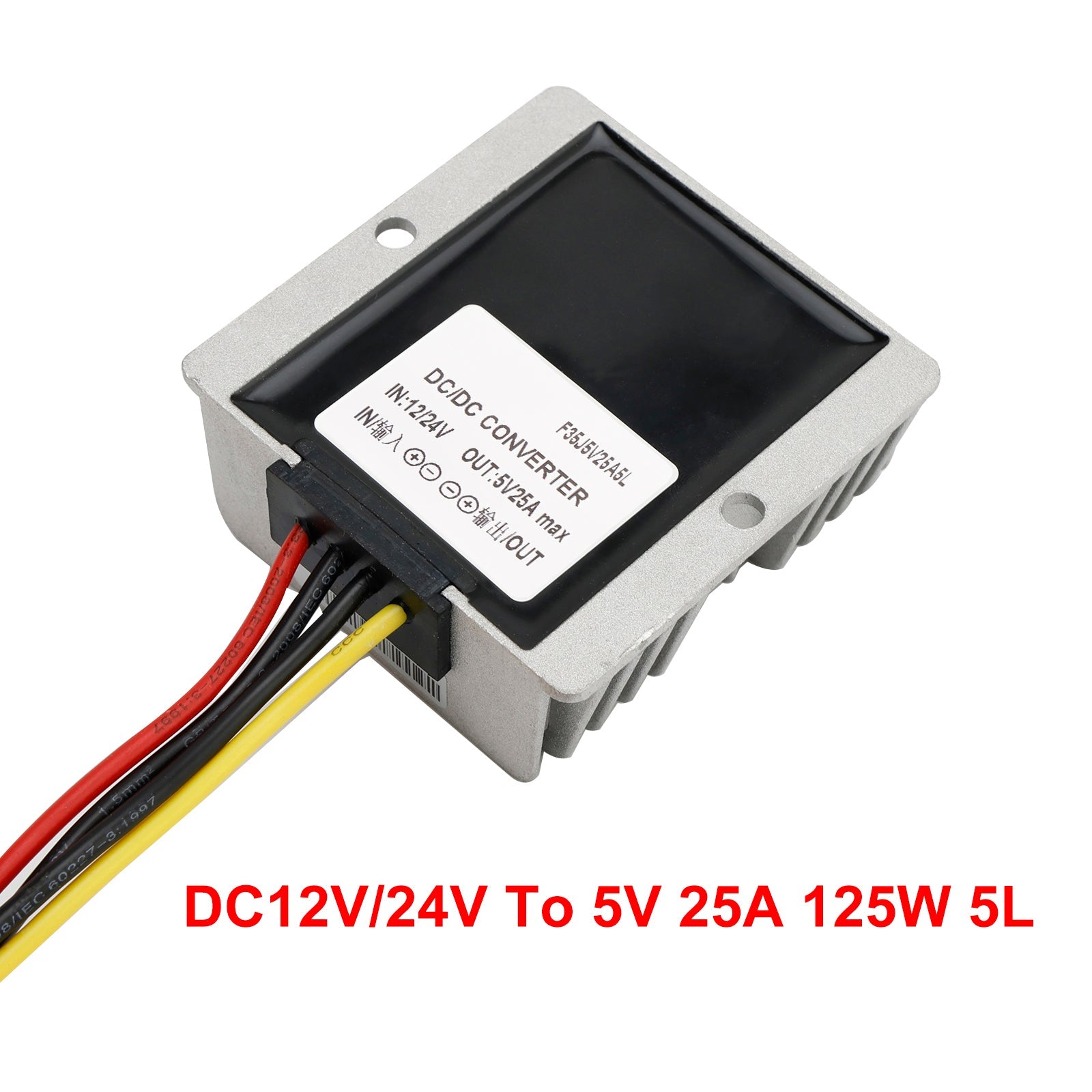 12/24V to 5V 25A Step Down DC/DC 125W Power Converter Regulator WaterProof