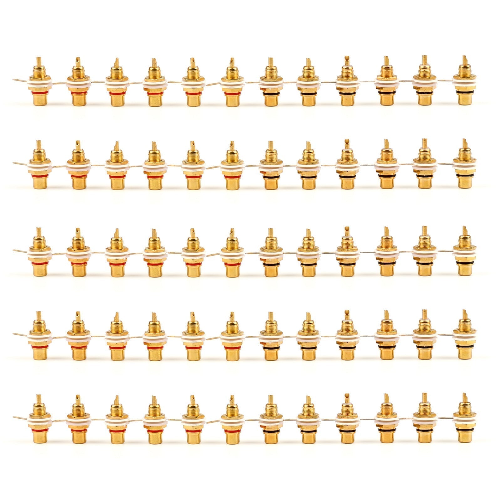 60 Pcs Gold Plated RCA Female Jack Panel Mount Chassis Socket Red Black