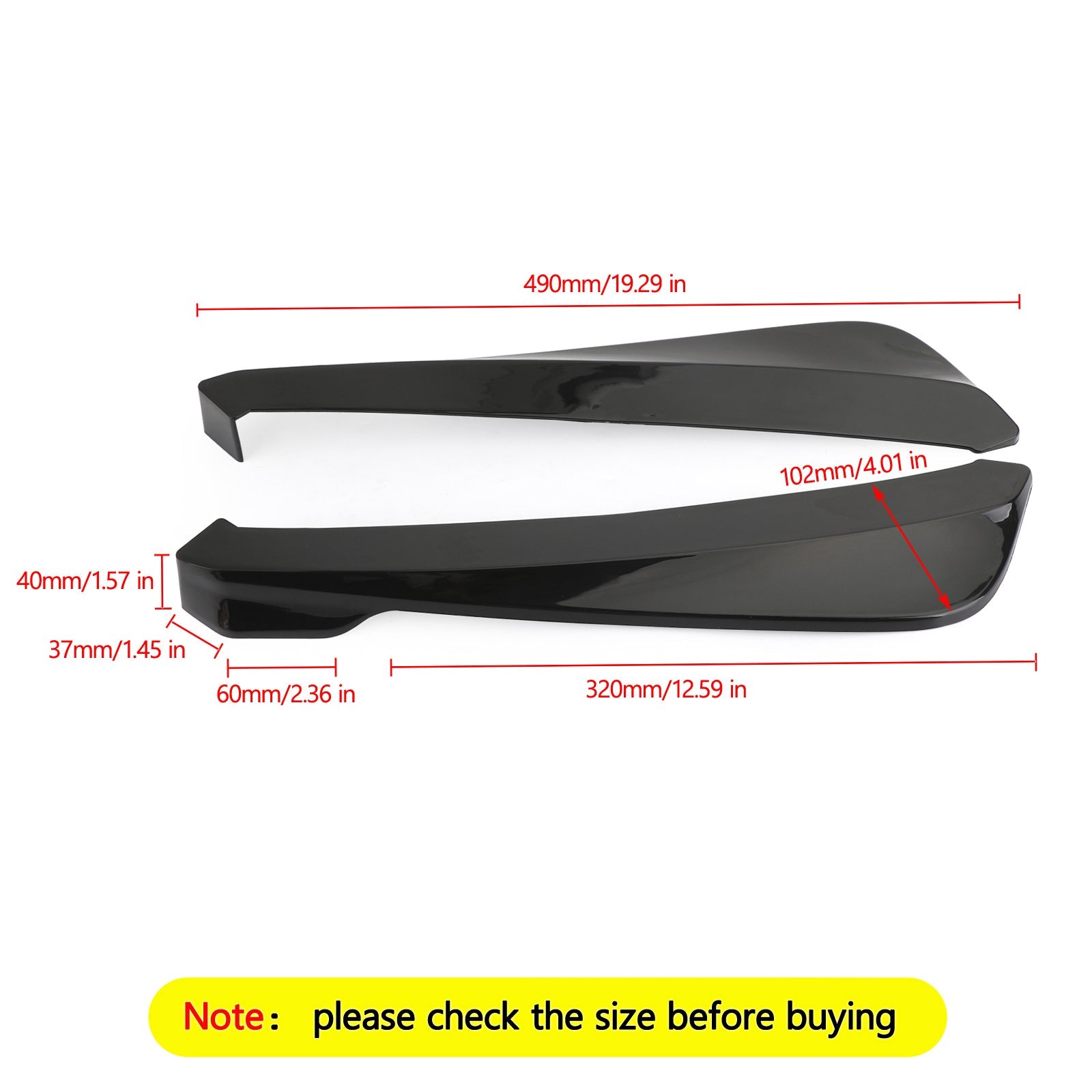 19" Gloss Black Car Rear Bumper Fin Canard Splitter Diffuser Valence Spoiler Lip Generic