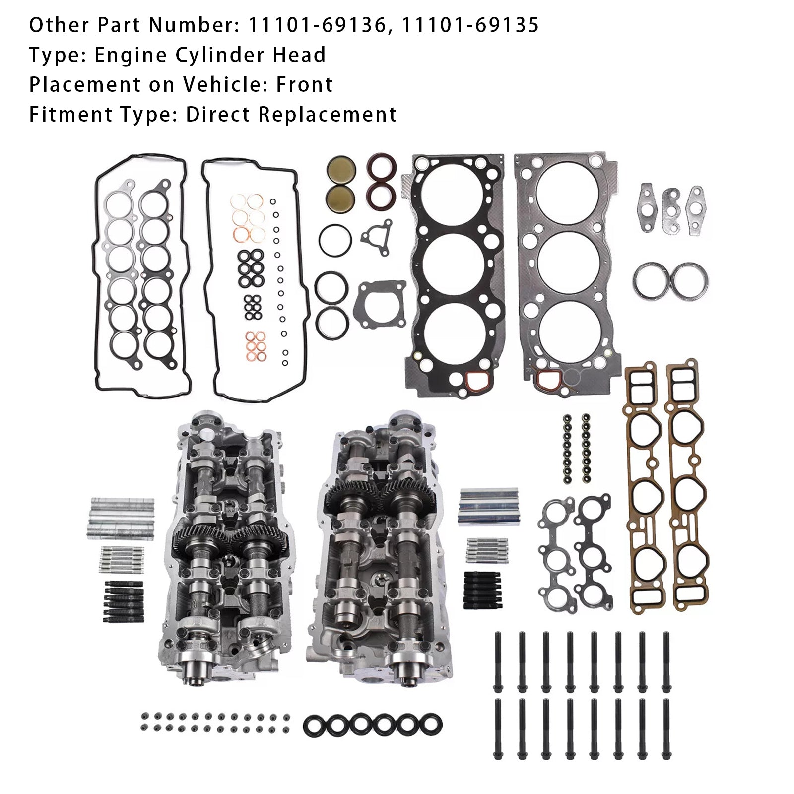 2000-2004 TOYOTA TUNDRA 3.4L 2PCS Cylinder Head & Gaskets & Bolts 11101-69136 1305362050