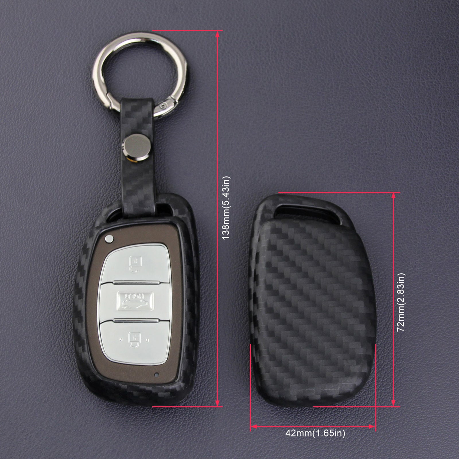 Leather Silicone Car Key Case Cover With Buckle For Hyundai