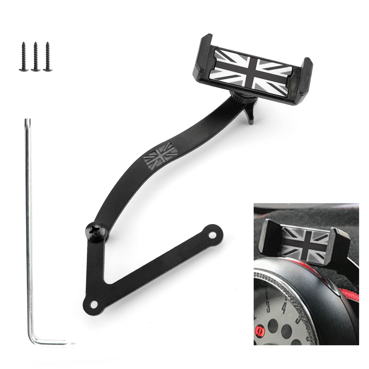 Union Jack Car Cell Phone Mount Folding Holder For Mini Cooper F54/55/56/57/60