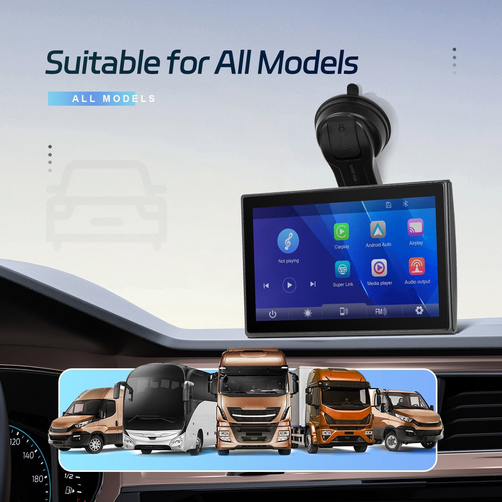 7-inch Full Touch Screen Apple CarPlay Android Auto Switching Display AHD Camera