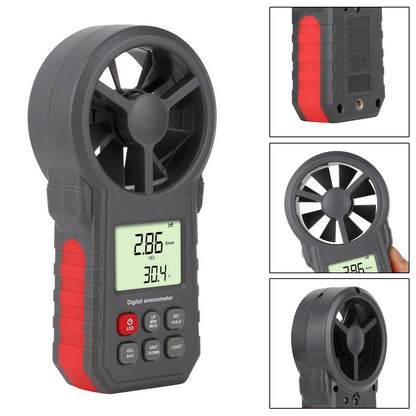 LCD Digital Anemometer Thermometer Air Flow Meter Wind Speed Gauge 0-30M/s