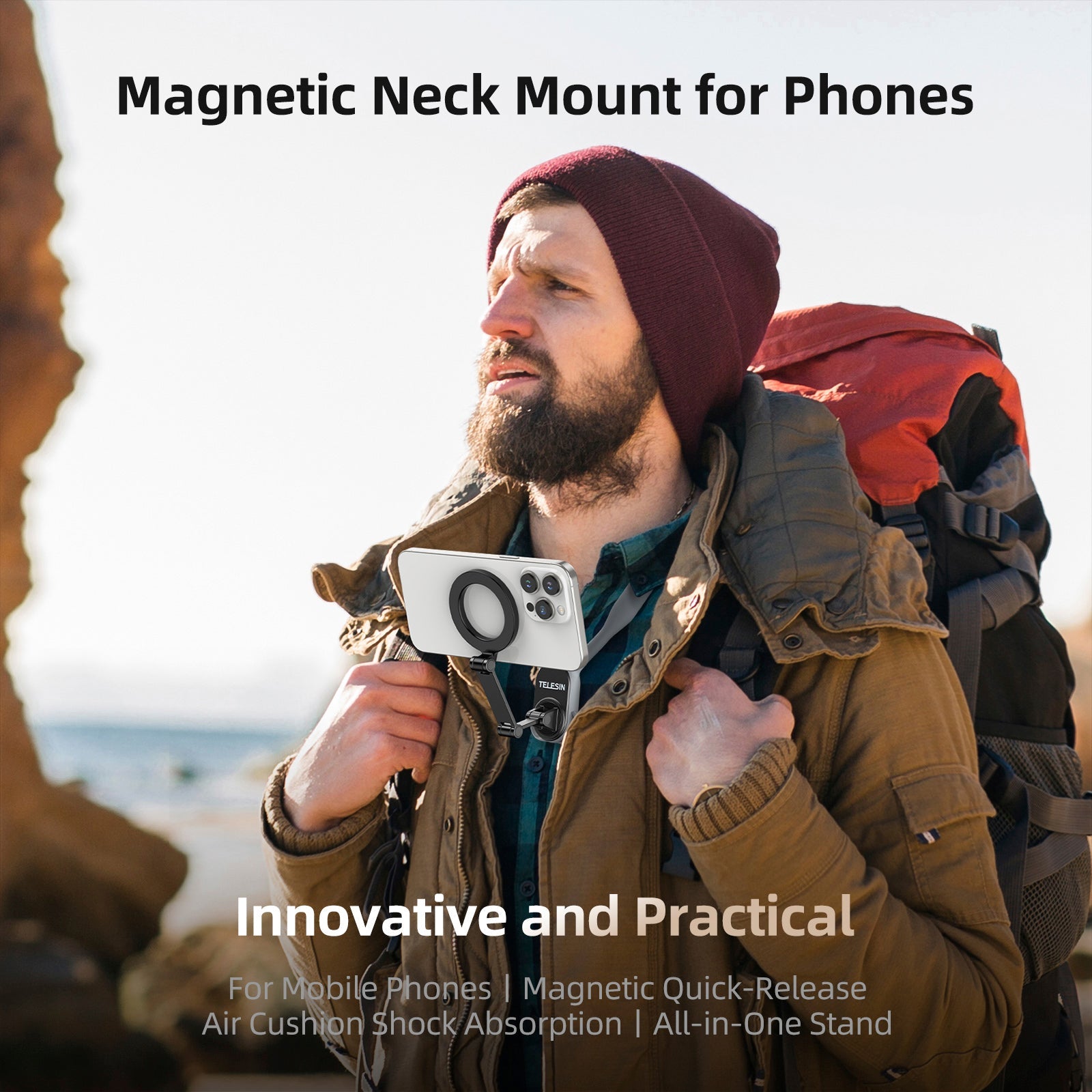 Magsafe Mobile Phone Magnetic Neck Halter Bracket Quick Release Shock Absorption