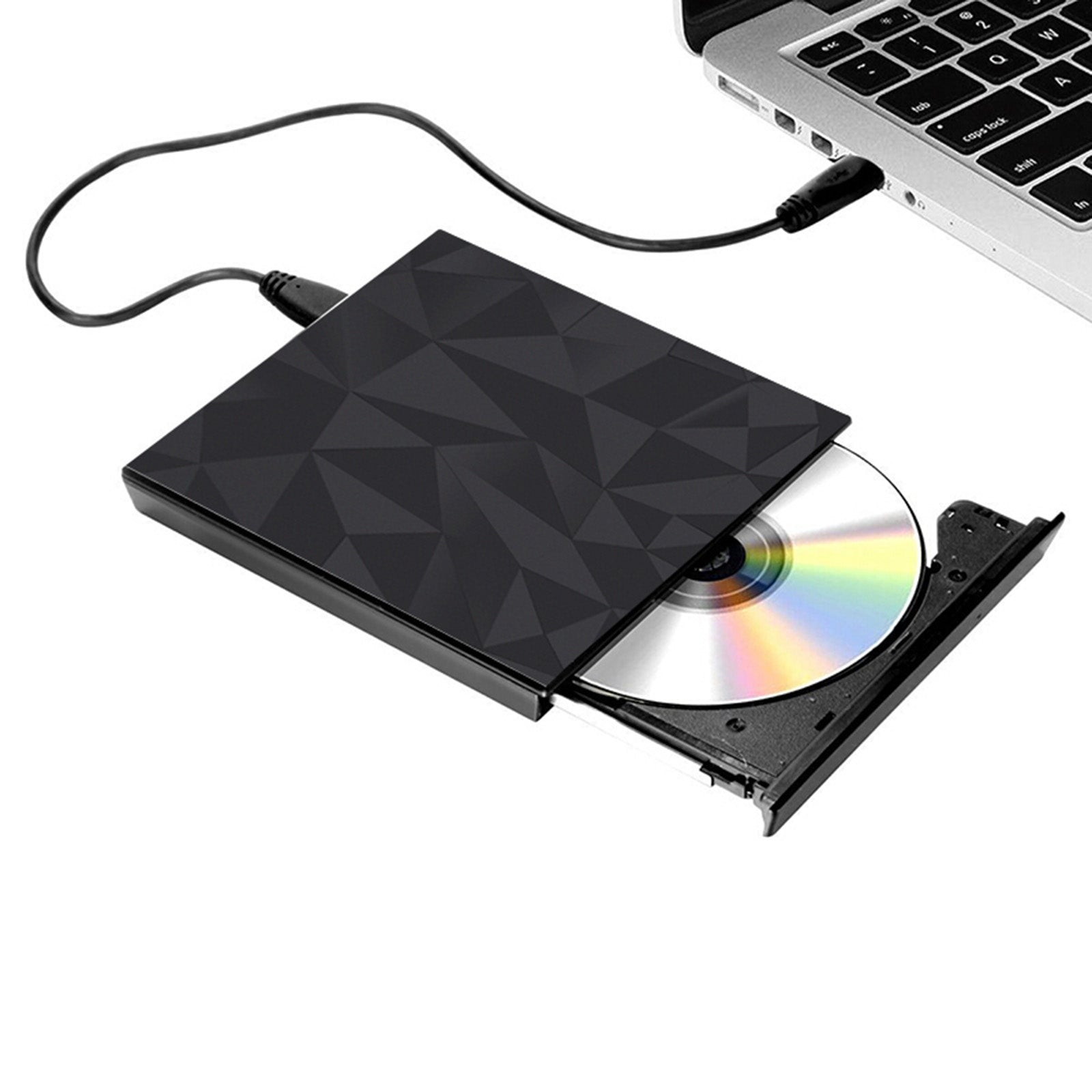 Slim External Cd Dvd Drive Usb3.0 Big Drill Face Writer Burner For Mac Laptop Pc