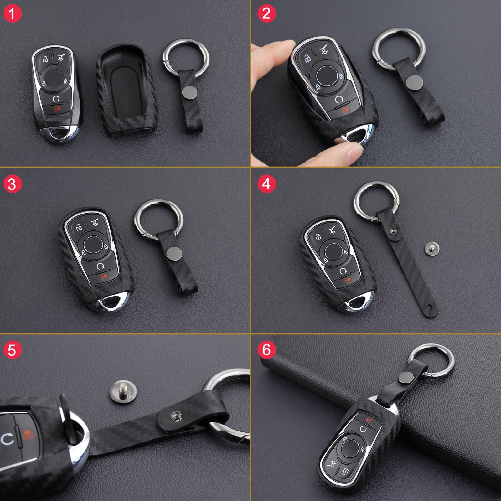 Leather Silicone Car Key Case Cover With Buckle For Buick