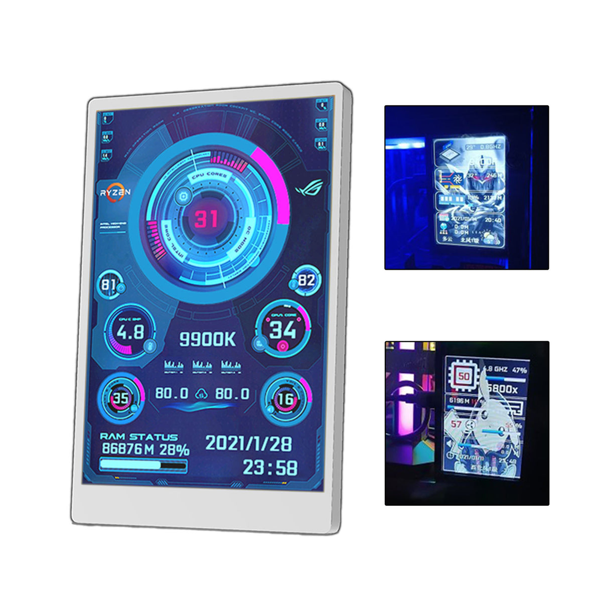 AIDA64 Type-C Secondary Screen 3.5inch IPS Monitor USB Display CPU GPU RAM White