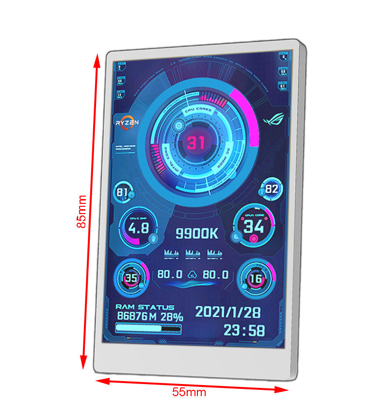 AIDA64 Type-C Secondary Screen 3.5inch IPS Monitor USB Display CPU GPU RAM White