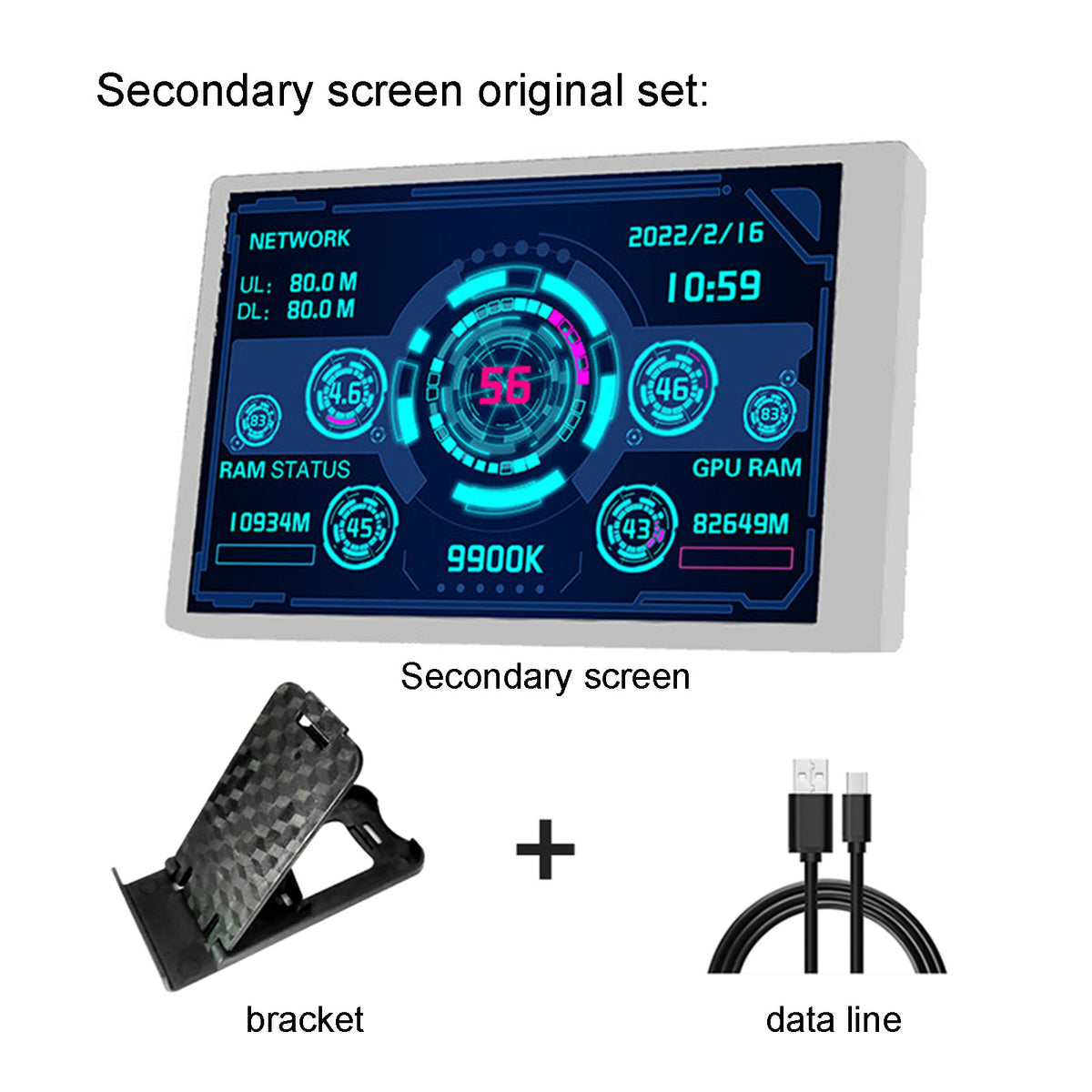 AIDA64 Type-C Secondary Screen 3.5inch IPS Monitor USB Display CPU GPU RAM White