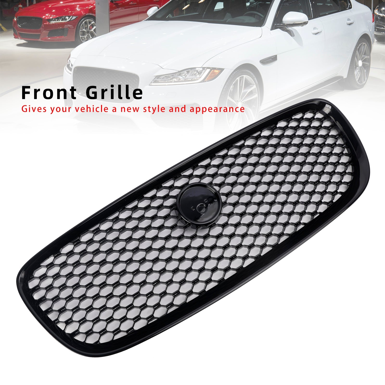 2016 2017 2018 2019 Jaguar XF XF-R Style Front Bumper Grill Grille Gloss Black