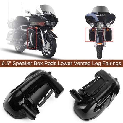 83-13 Lower Vented Leg Fairings 6.5" Speaker Box Pods For Street Glide Touring