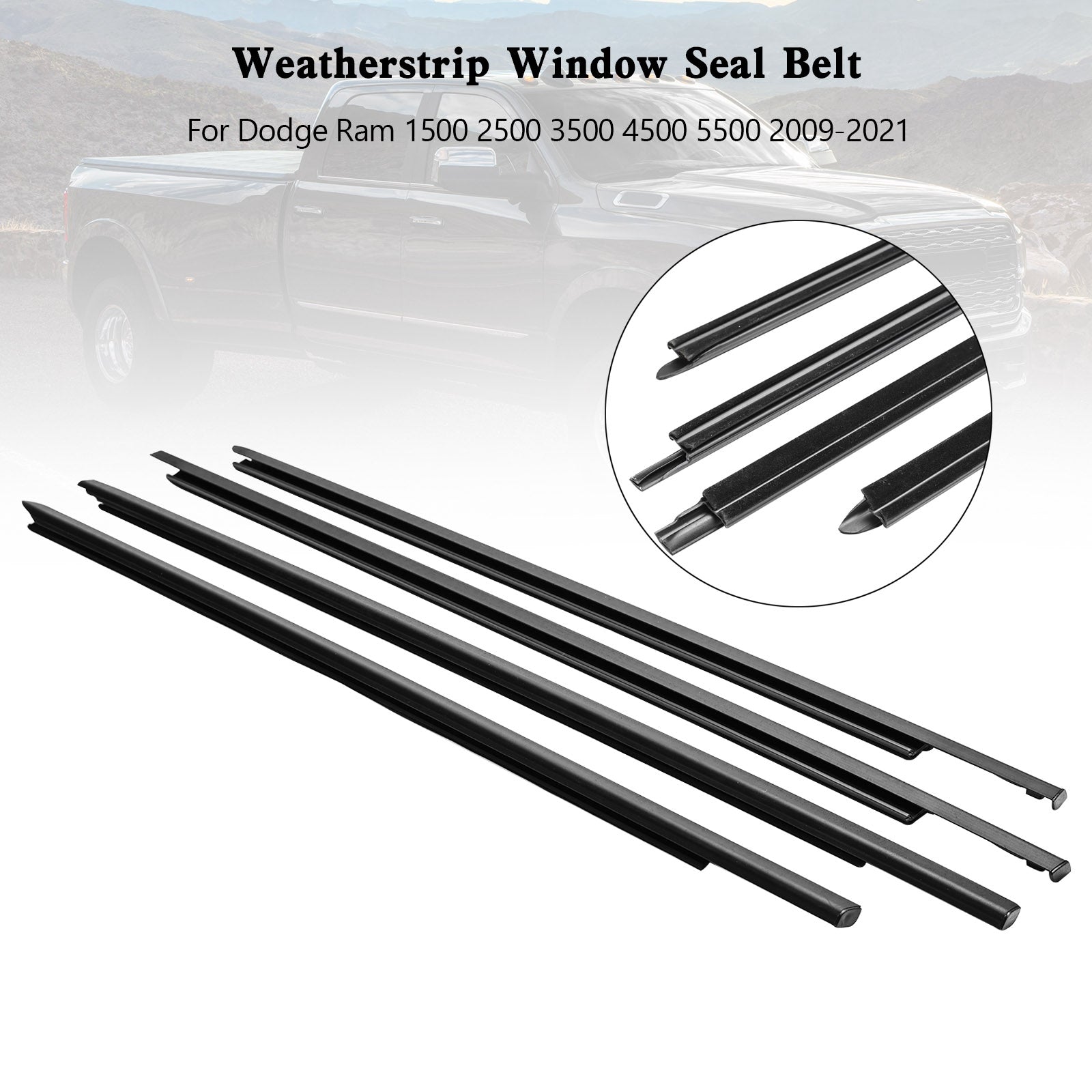 2010-2021 DODGE RAM 2500 3500 (Crew Cab) Weatherstrip Window Seal Belt 55112376AH 55372139AE
