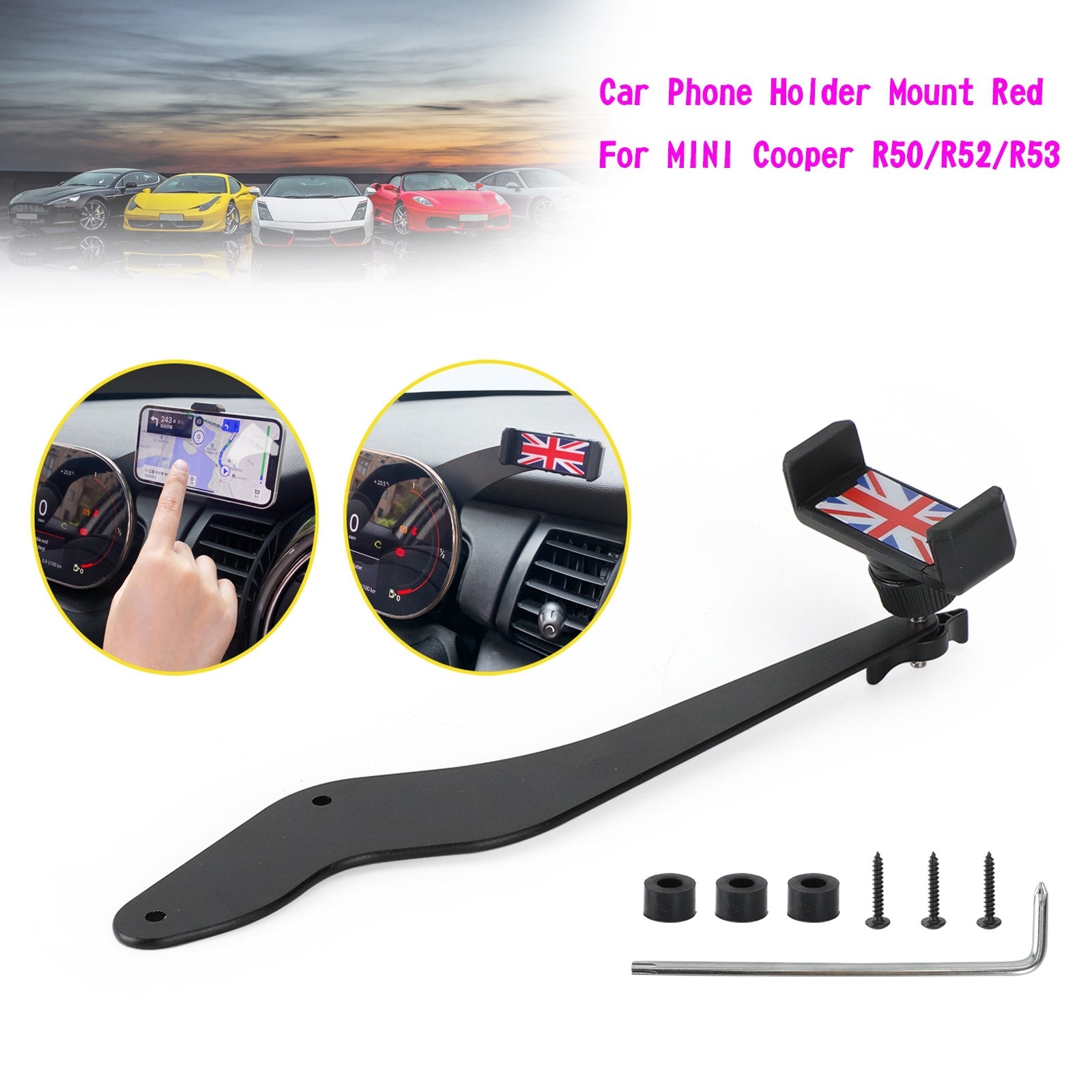 MINI Cooper R50/R52/R53 Car Phone Holder Mount Red