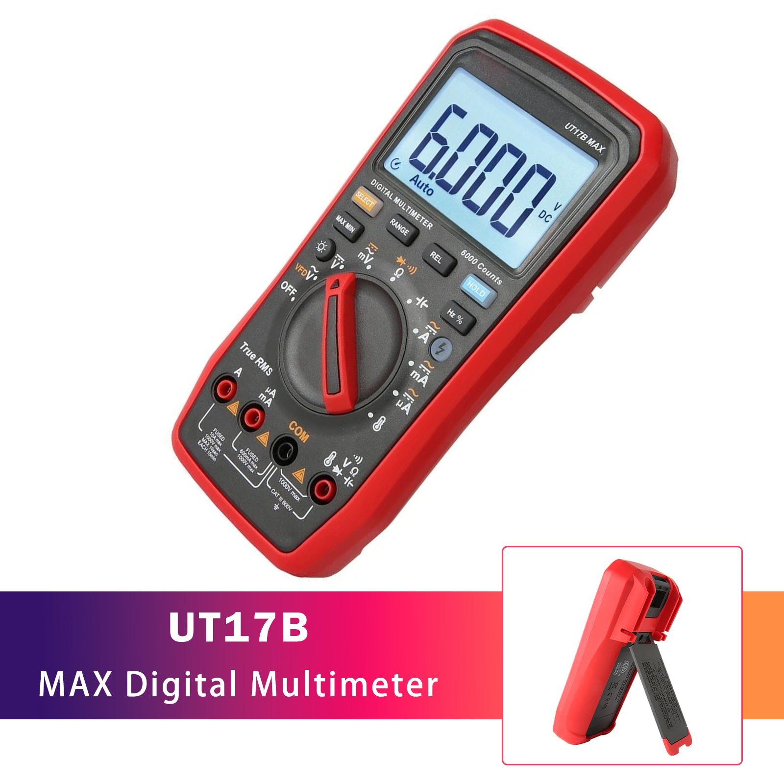 UT17B MAX Digital Multimeter DC/AC Function SwitchingC/V/I/R Measurement