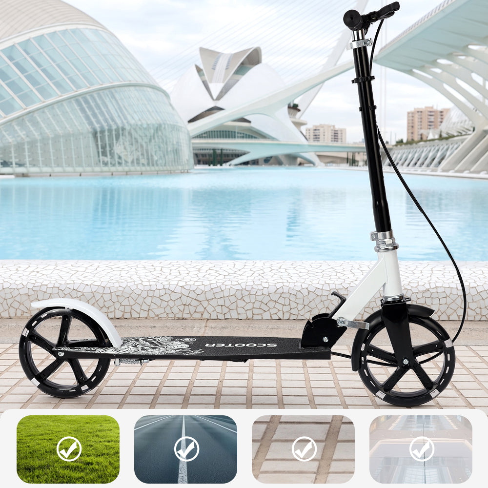 Foldable Commuter Kick Scooter For Adults and Teens With 8" Large solid pu luminous tire Dual Safety Brakes Anti-Slip Deck Commute Kick Scooter