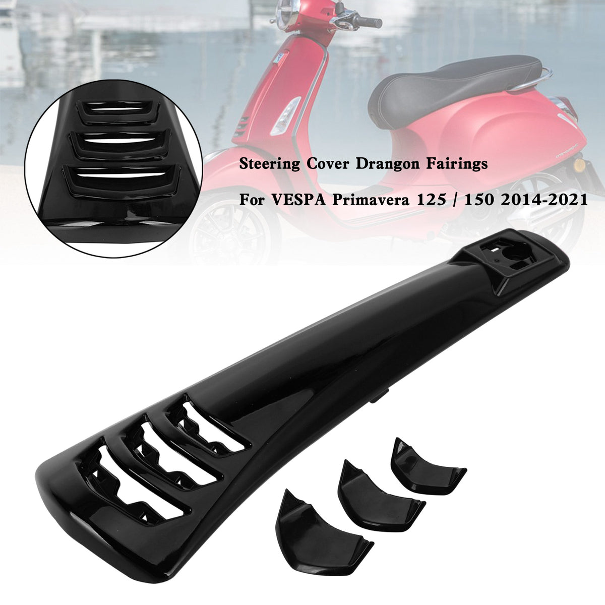 2016-2021 VESPA Sprint 150 ABS Steering Horn Cover fairing Black Generic