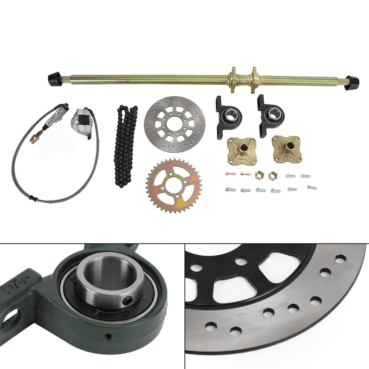 44.8" ATV Quad Go Kart Rear Live Axle Kit Sprocket Brake Wheel Hub Brake Assembly