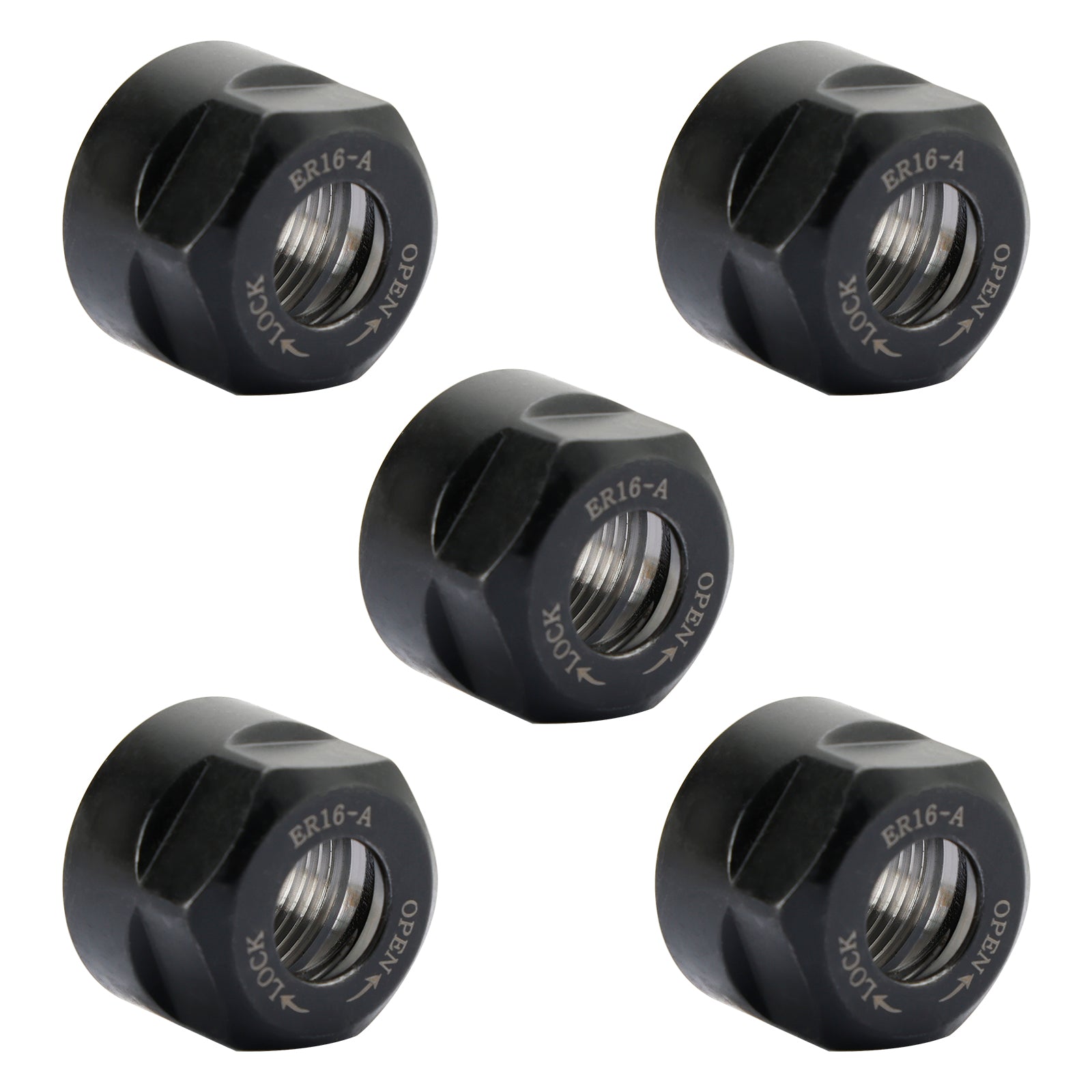 5Pcs ER16-A Type Collet Clamping Nut Chuck Holder CNC Milling Lathe Tool Holder