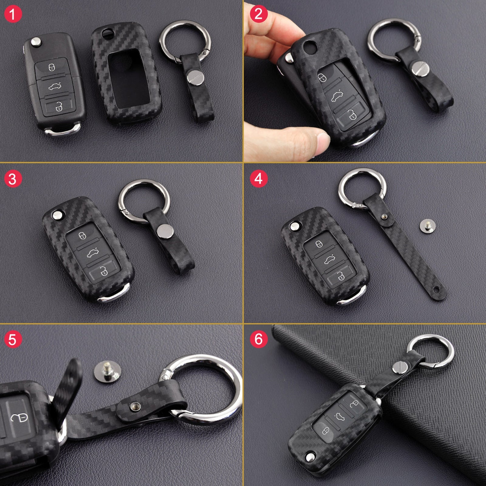 Leather Silicone Car Key Case Cover With Buckle For Volkswagen Golf MK6