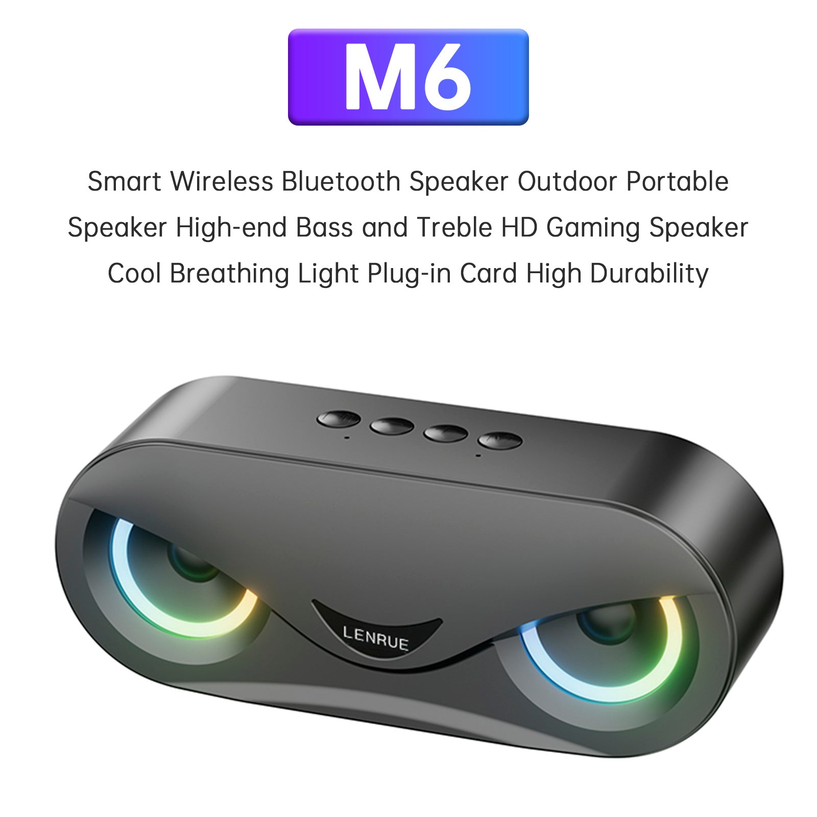 M6 Smart Wireless Bluetooth Speaker Portable Gaming Speaker Cool Breathing Light