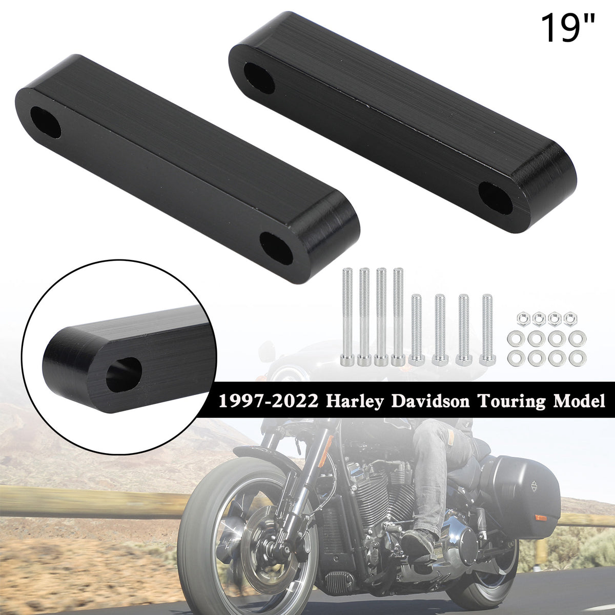 19" Plastic Front Fender Spacers For Touring Electra Street Glide Road 1997-2022