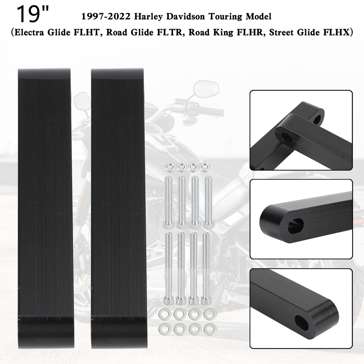19" Plastic Front Fender Spacers For Touring Electra Street Glide Road 1997-2022