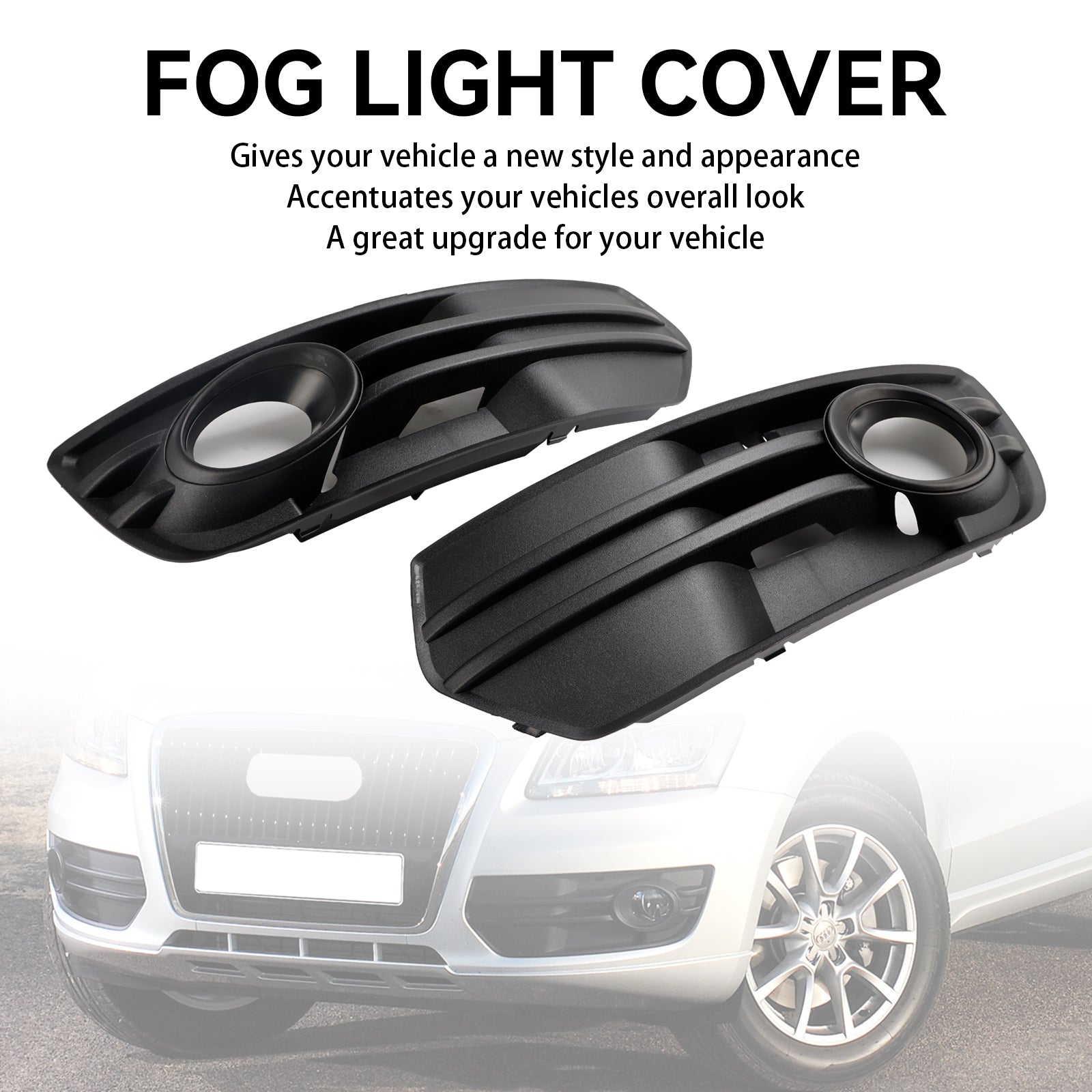 2009-2012 Audi Q5 2PCS Front Bumper Grill Fog Light Lamp Covers Trim Generic