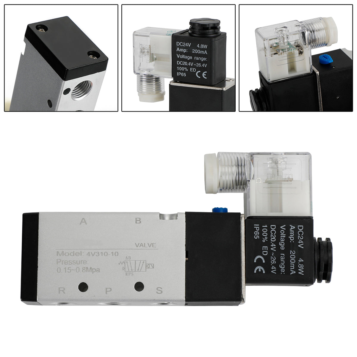 4V310-10 5 Way 2 Position PT3/8" DC 24V Pneumatic Electric Solenoid Air Valve