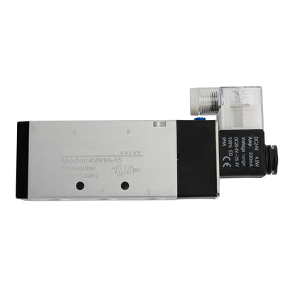 Pneumatic Electric Solenoid Air Valve 4V410-15 AC 220V 2 Position 5 Way PT 1/2"