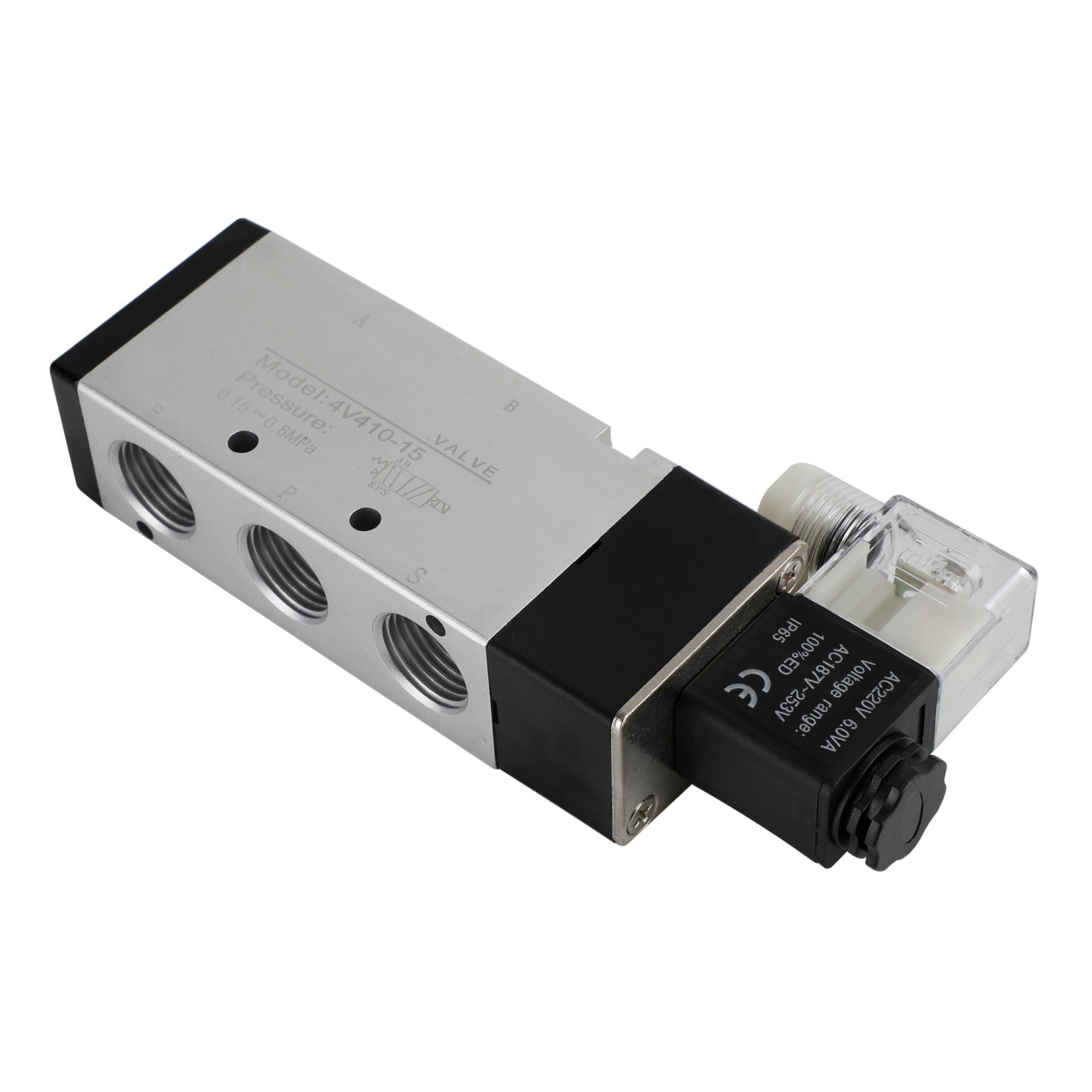 Pneumatic Electric Solenoid Air Valve 4V410-15 AC 220V 2 Position 5 Way PT 1/2"