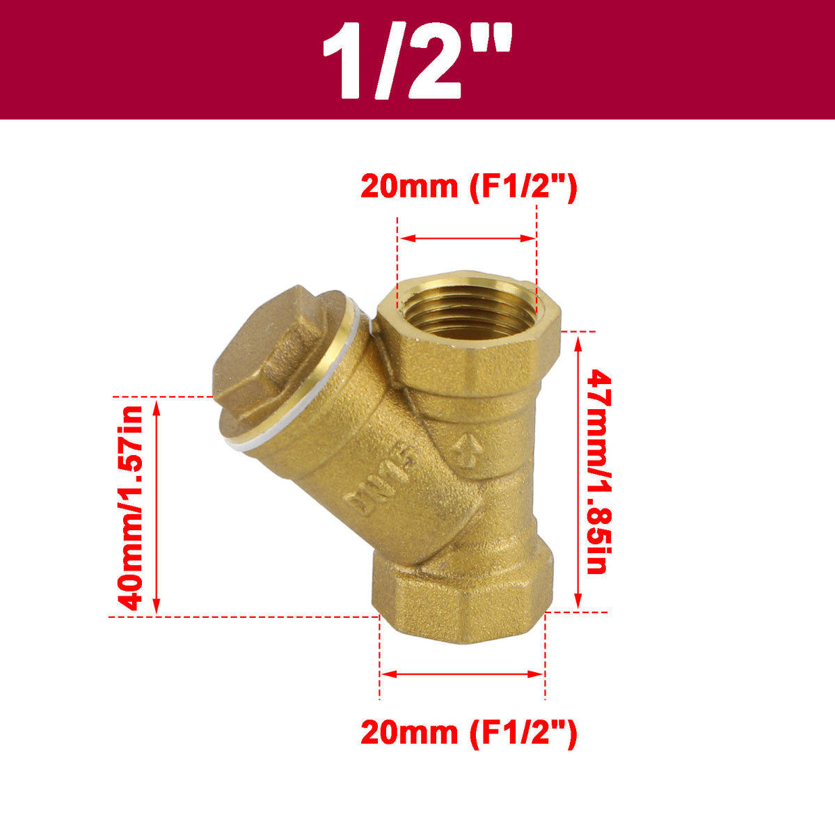 1/2" Female NPT Brass Y Strainer For Fire Alarm Lines and Plumbing