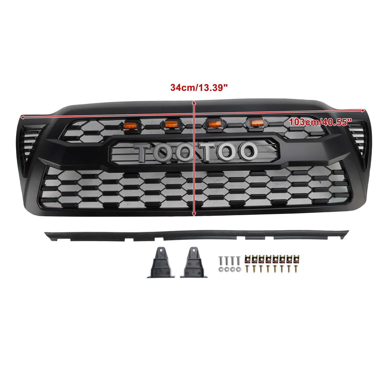 2005-2011 Toyota Tacoma W/LED Matte Black Front Bumper Grille Grill