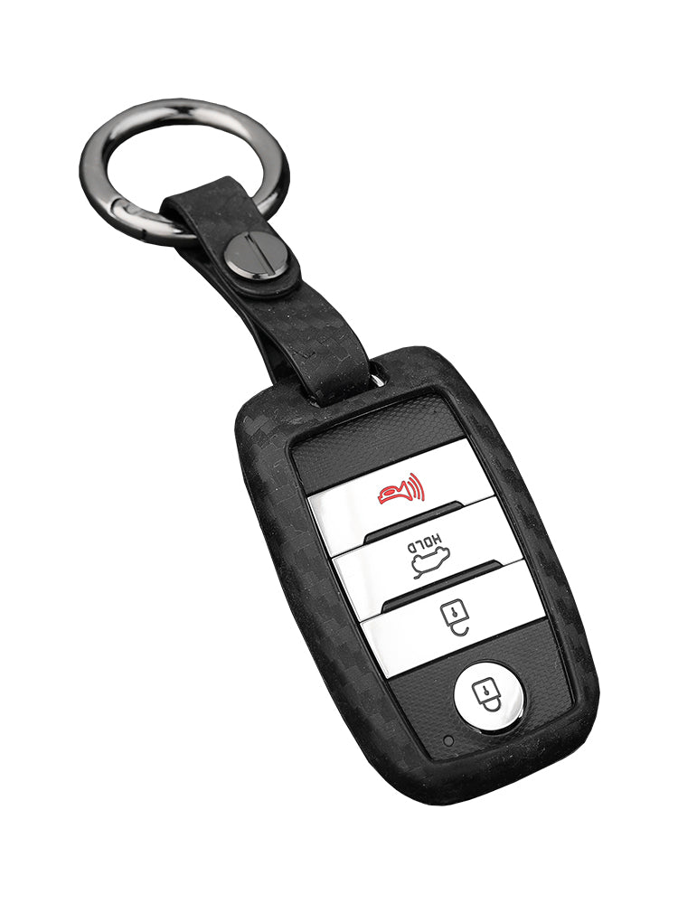 Leather Silicone Car Key Case Cover With Buckle For Kia