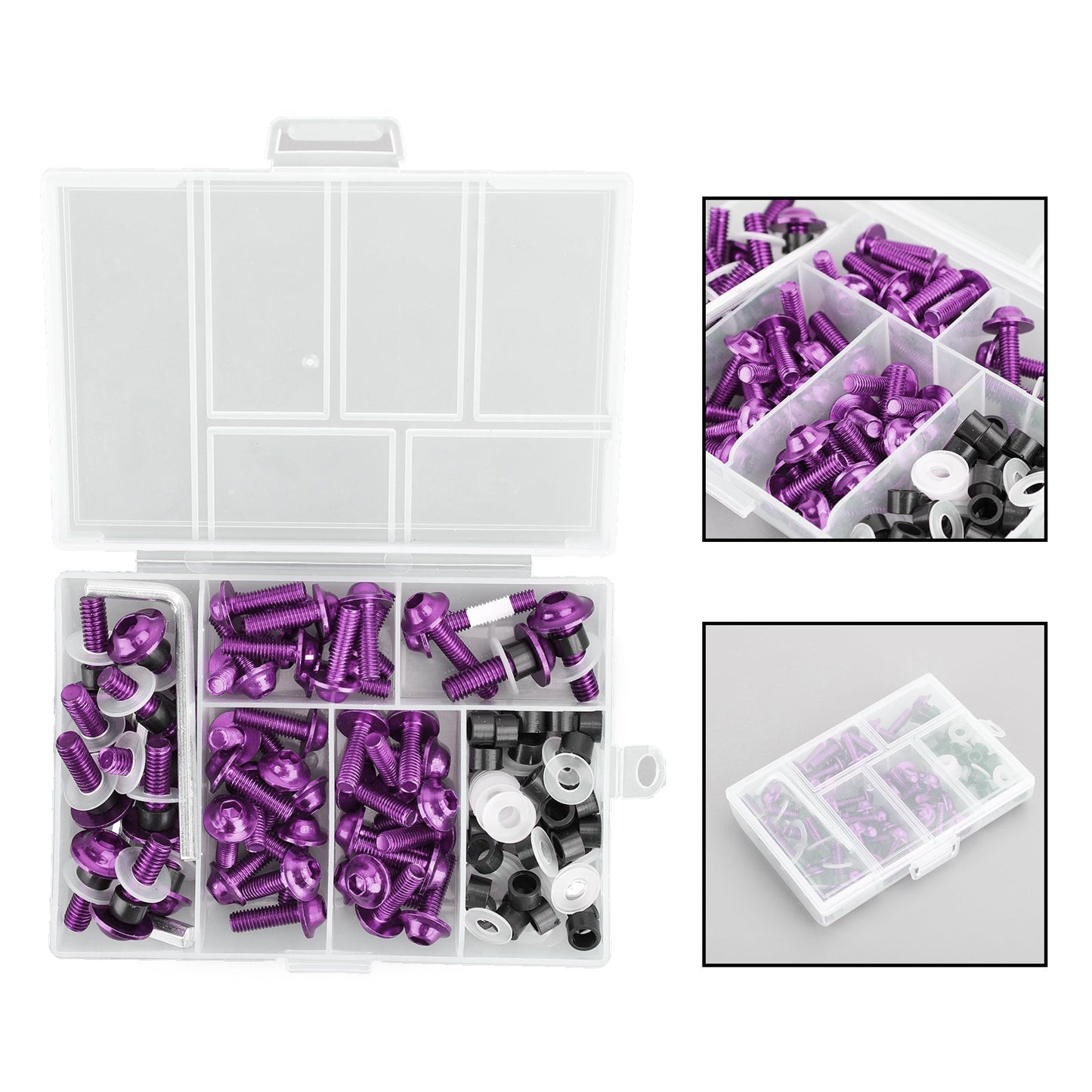 158Pcs Sportbike Windscreen Fairing Bolts Kit Fastener Clips Screws Purple