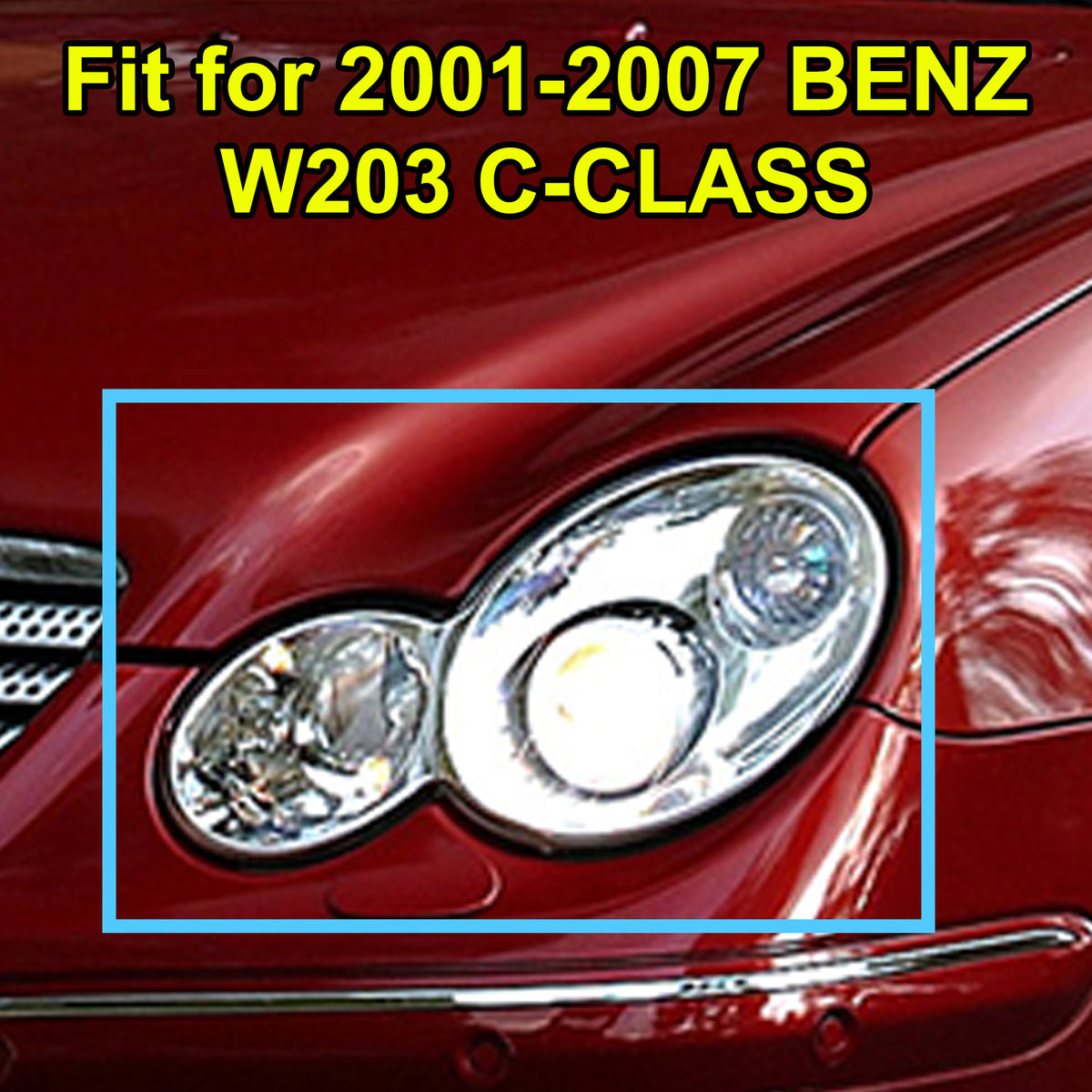 2001-2007 BENZ W203 C-Class C280 Headlight Lens Shell Plastic Cover Left + Right Generic