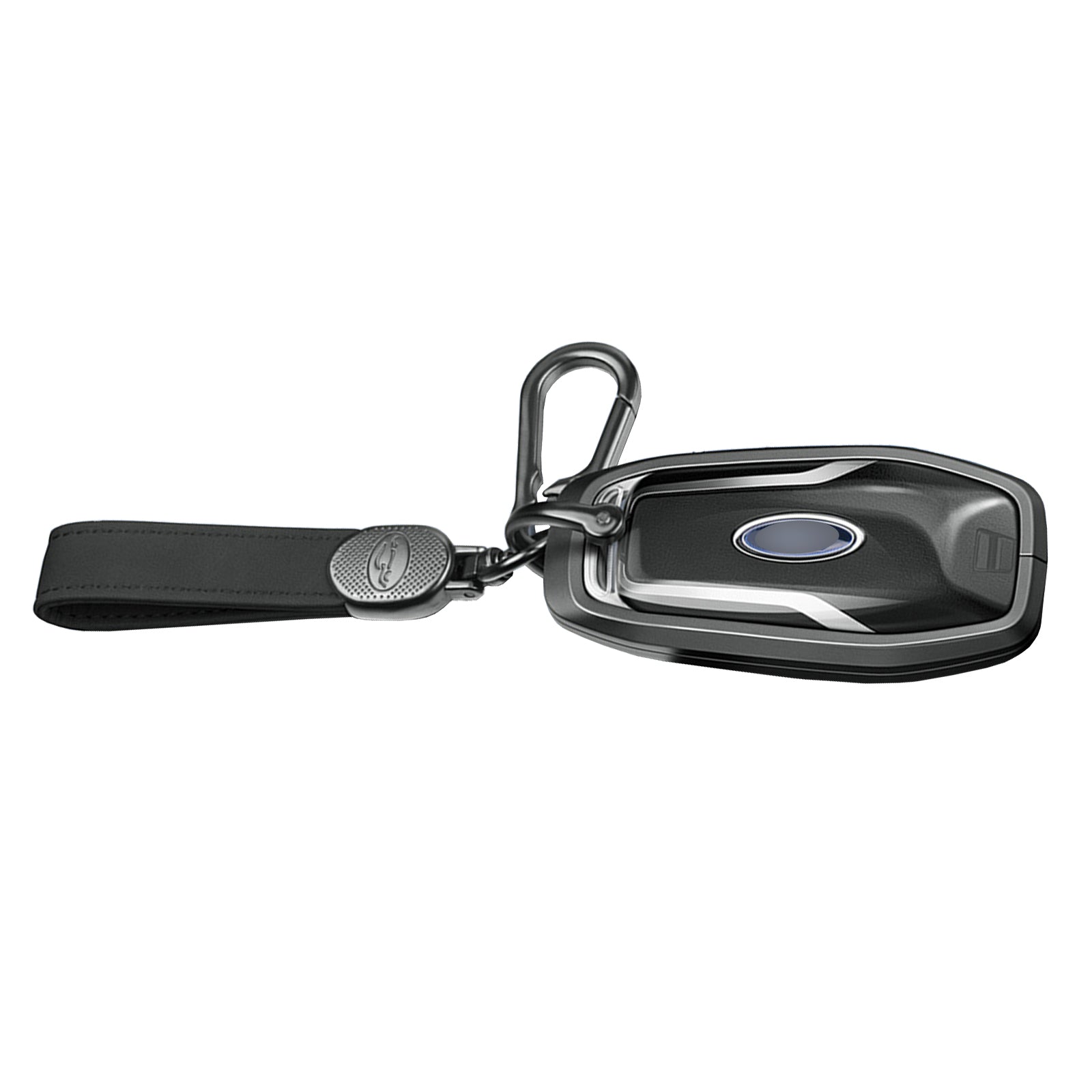 Aluminum Alloy TPU Black Car Key Case Cover With Buckle For Ford