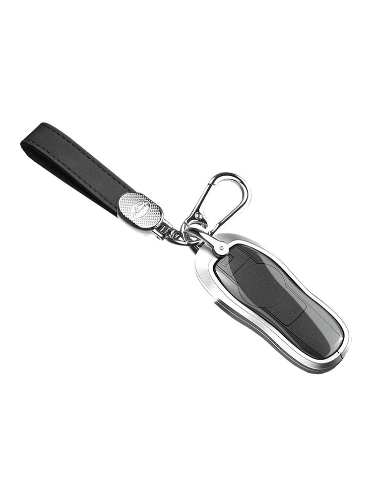 Aluminum Alloy TPU Black Car Key Case Cover With Buckle For Porsche Cayenne 911