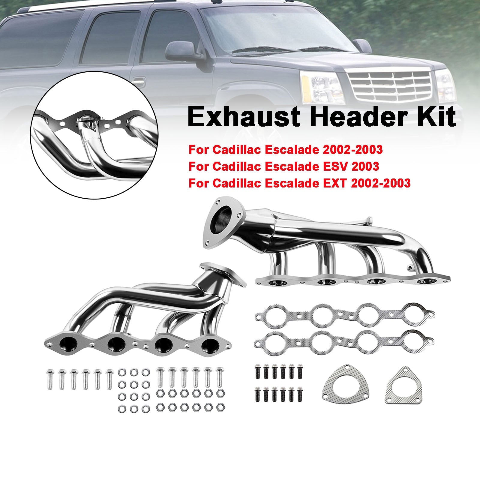 Header Manifold Exhaust Fit Chevy Silverado 1500HD 2001-2003 Fit GMC Sierra 1500