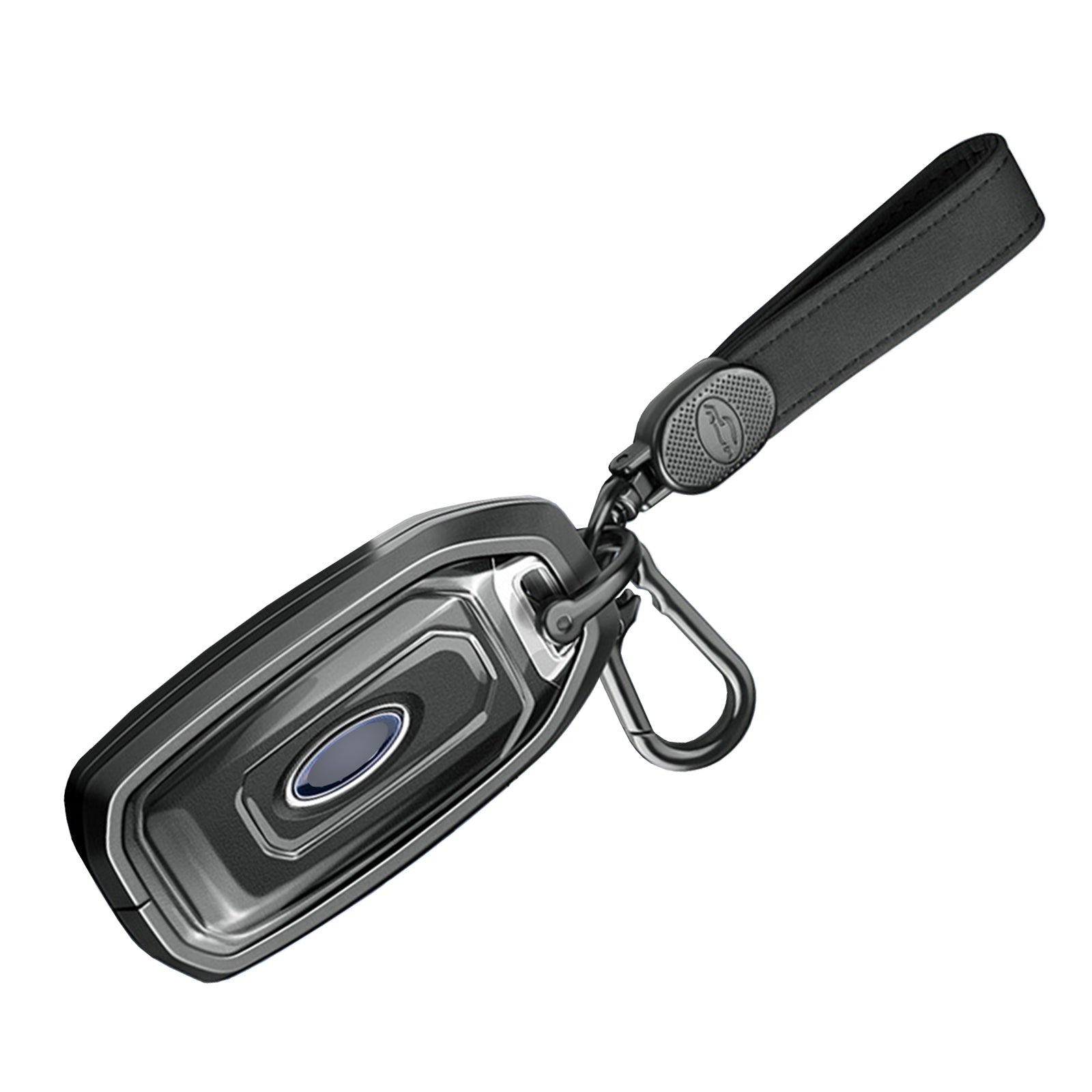 Aluminum Alloy TPU Black Car Key Case Cover With Buckle For Ford