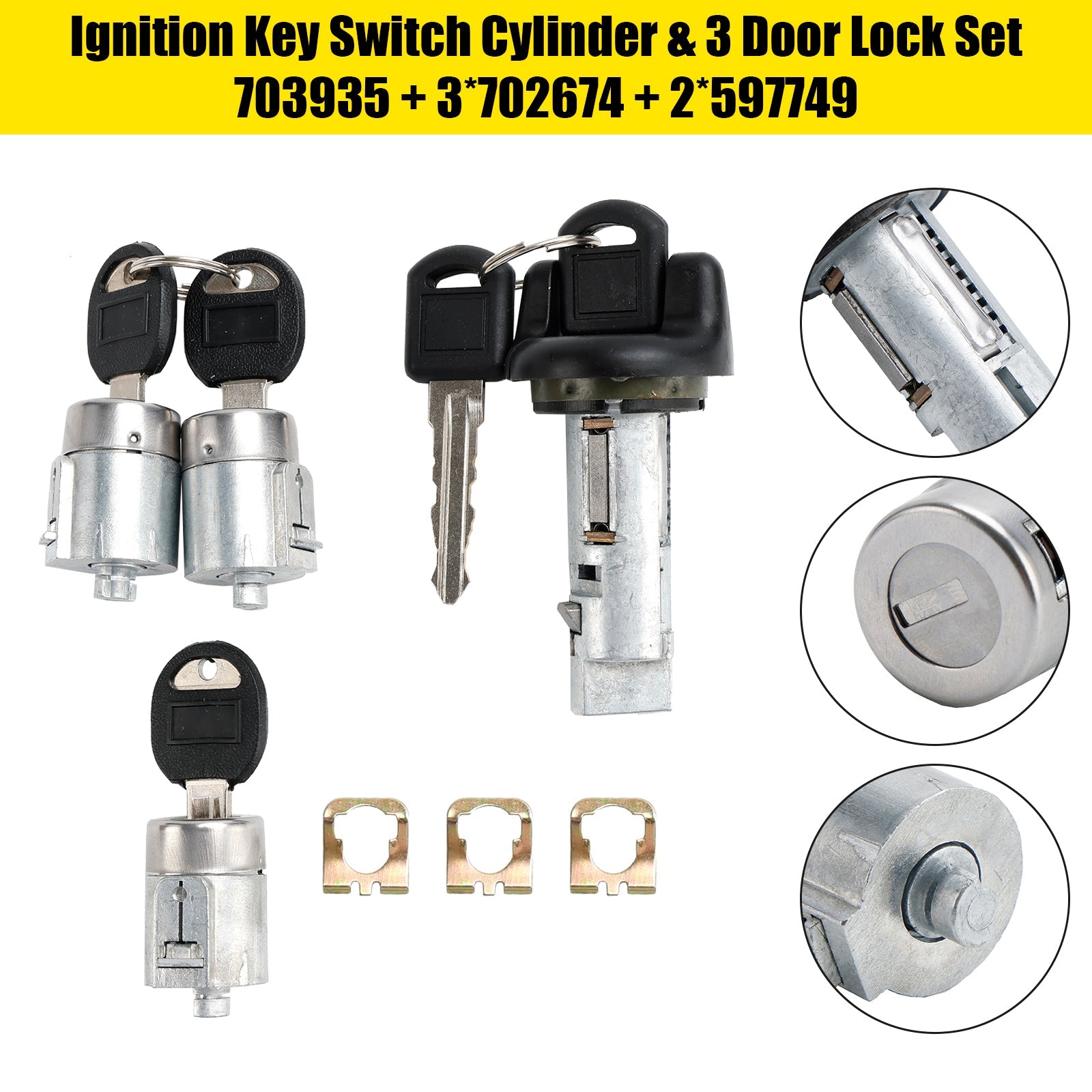 Ignition Switch Cylinder & 3 Door Lock Set W/2 Keys For Suburban Tahoe 98-1999